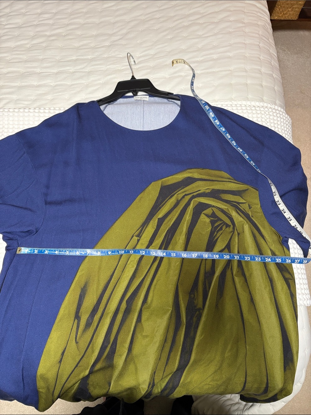 Dries Van Noten NWOT Navy Dress with Olive Artistic Print - Picture 11 of 12
